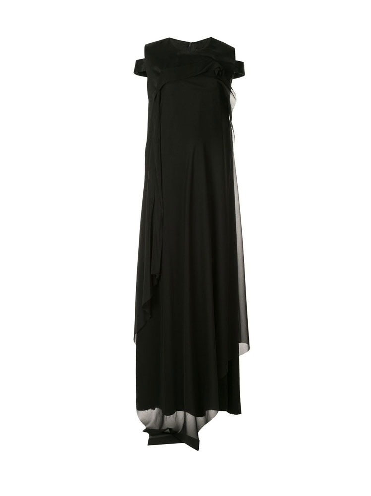 BLACK COLD SHOULDER MAXI DRESS  양 리 블랙 콜드 숄더 맥시 드레스 - 아데쿠베