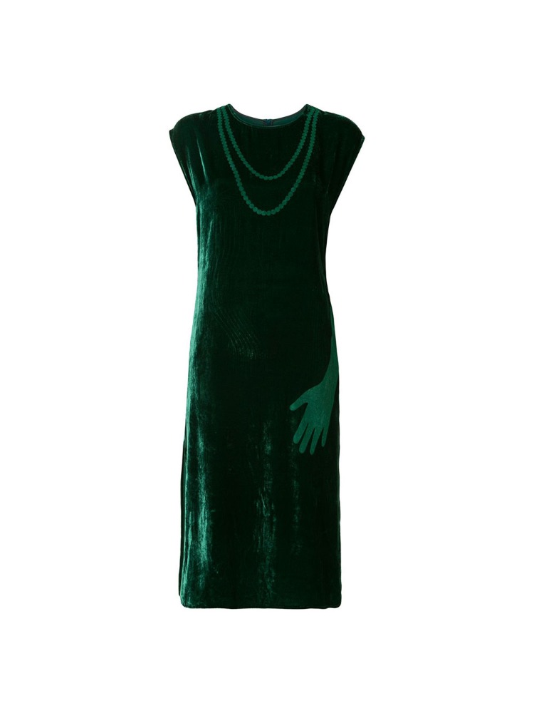GREEN VELVET SLEEVELESS DRESS  MM6 그린 벨벳 슬리브리스 드레스 - 아데쿠베