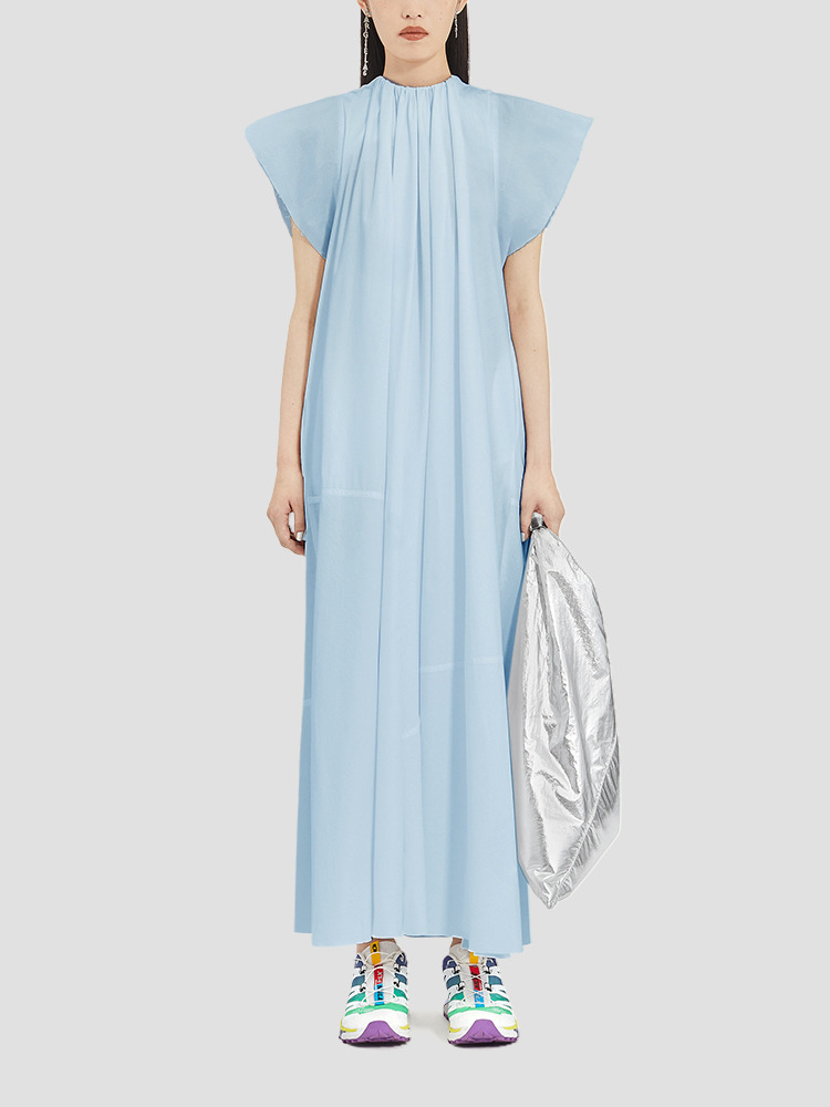 SHIRT BLUE COTTON POPLIN MAXI DRESS  MM6 셔츠 블루 포플린 맥시 드레스 - 아데쿠베