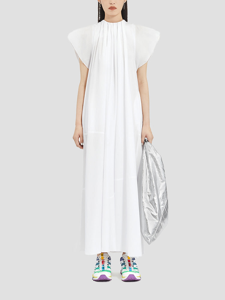 WHITE COTTON POPLIN MAXI DRESS  MM6 화이트 포플린 맥시 드레스 - 아데쿠베