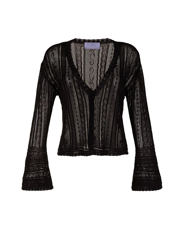 TRADITIONAL CURTAIN LACE KNITTED CARDIGAN 마메쿠로구치 커튼 레이스 니트 가디건 - 아데쿠베